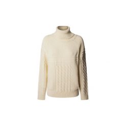 Sweter damski Pepe Jeans Caresse. Białe swetry klasyczne damskie Pepe Jeans, na zimę, z jeansu, bez kołnierzyka. W wyprzedaży za 326.50 zł.