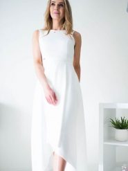 Sukienka Model Jennifer Ecru - Jersa. Sukienki damskie Jersa, bez wzorów, eleganckie, bez ramiączek. Za 599.65 zł.
