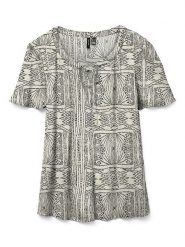 Vero Moda Bluzka w kolorze kremowo-czarnym rozmiar: XS. Brązowe bluzki damskie Vero Moda, s, bez wzorów, z wiskozy, klasyczne, bez kołnierzyka, bez ramiączek. Za 36.94 zł.