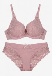 Jasnofioletowy Koronkowy Komplet Majtki Figi i Biustonosz Eziselle. Fioletowe komplety bielizny Renee, bez wzorów, z jeansu. Za 39.99 zł.