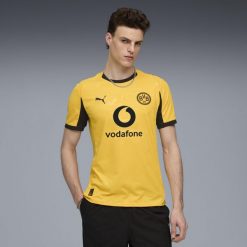 Oficjalna koszulka piłkarska Puma Borussia Dortmund 25/26 Trzecia. Bluzki damskie Puma, m, bez wzorów, z materiału, sportowe, bez kołnierzyka, bez ramiączek. Za 459.99 zł.