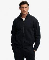Superdry Essential Logo Track Top – luźna bluza z bawełną i recyklowanym. Niebieskie bluzy damskie Superdry, xl, bez wzorów, z bawełny, bez kaptura. Za 336.55 zł.