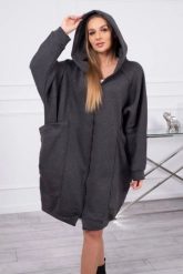 Bluza ocieplana oversize grafitowa. Szare bluzy damskie KESI, l, bez wzorów, z bawełny, bez kaptura. Za 334.56 zł.