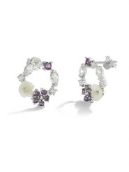 Miu Silver Srebrne kolczyki-wkrętki z cyrkoniami i masą perłową rozmiar: onesize. Różowe kolczyki damskie Miu Silver, z cyrkonią, srebrne. Za 157.35 zł.