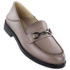 Skórzane półbuty damskie mokasyny beżowe Vinceza 18117. Brązowe mokasyny damskie VINCEZA, ze skóry, bez obcasa. Za 169.99 zł.