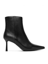 Eva Minge Botki EO-ZAINA-02 Czarny. Czarne botki damskie Eva Minge, ze skóry, bez obcasa, na słupku, bez zapięcia. Za 529.99 zł.