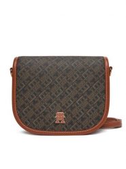 Tommy Hilfiger Torebka Th Monoplay Leather Saddle Bag AW0AW17414 Czarny. Czarne listonoszki damskie Tommy Hilfiger, bez wzorów, ze skóry, bez dodatków. Za 379.99 zł.