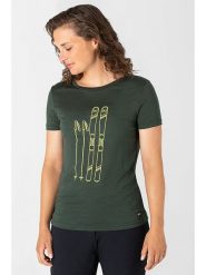 Super.natural Koszulka "Skiing" w kolorze ciemnozielonym rozmiar: XS. Brązowe koszulki damskie super.natural, xs, bez wzorów, z wełny, bez kołnierzyka, bez ramiączek. Za 100.99 zł.