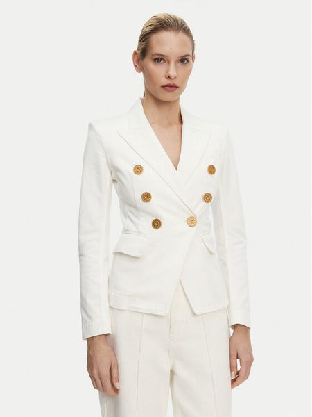 Balmain Marynarka DF1SG170DB69 Biały Slim Fit. Białe marynarki i żakiety damskie Balmain, bez wzorów, z bawełny. Za 6,839.00 zł.