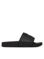 Guess Klapki E5GZ07BB00F Czarny. Czarne klapki damskie Guess, z aplikacjami, z tworzywa sztucznego, bez obcasa, bez zapięcia. Za 119.99 zł.