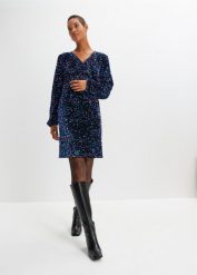 Sukienka z cekinami. Czarne sukienki damskie bonprix, bez wzorów, bez ramiączek. Za 189.99 zł.