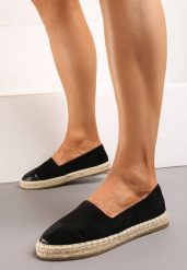 Czarne Espadryle na Płaskiej Podeszwie Ozdobione Plecionką Feritellia. Czarne espadryle damskie Born2be, bez wzorów, bez obcasa, na płaskiej podeszwie. Za 69.99 zł.