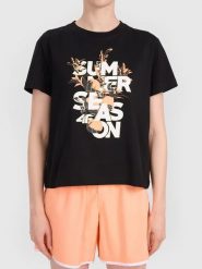 4F Koszulka w kolorze czarnym rozmiar: S. Czarne bluzki damskie 4F, s, bez wzorów, z bawełny, bez kołnierzyka, bez ramiączek. Za 41.69 zł.