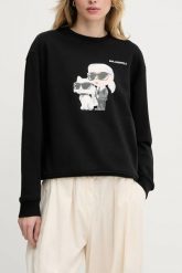 KARL LAGERFELD Czarna damska bluza Ikon Duo, Rozmiar L. Czarne bluzy damskie KARL LAGERFELD, l, bez wzorów, z bawełny, bez kaptura. W wyprzedaży za 599.99 zł.