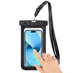 Etui wodoodporne na telefon 20x11 cm nerka saszetka na pas czarna. Czarne nerki i saszetki damskie Springos, bez wzorów. Za 8.99 zł.