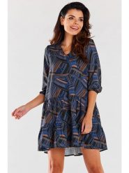 Awama Sukienka w kolorze granatowym ze wzorem rozmiar: L/XL. Niebieskie sukienki damskie Awama, bez wzorów, bez ramiączek. Za 187.45 zł.