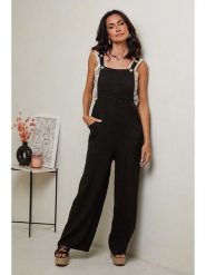 Le Monde du Lin Lniane ogrodniczki w kolorze czarnym rozmiar: 40/42. Czarne kombinezony damskie Le Monde du Lin, bez wzorów, ze lnu, klasyczne, bez kołnierzyka, bez ramiączek. Za 172.49 zł.