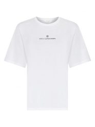 MOSS COPENHAGEN Koszulka "Theana" w kolorze białym rozmiar: S/M. Białe bluzki damskie Moss Copenhagen, m, bez wzorów, z bawełny, bez kołnierzyka, bez ramiączek. Za 68.95 zł.