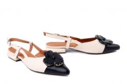 BOMBONELLA 10152343 beige-black, czółenka damskie. Brązowe balerinki damskie Bombonella, bez wzorów, ze skóry. Za 344.90 zł.