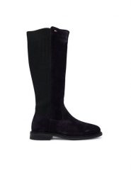 Tommy Hilfiger Kozaki Enamel Flag Suede High Chelsea FW0FW09574 Granatowy. Niebieskie kozaki damskie Tommy Hilfiger, ze skóry, bez obcasa, na płaskiej podeszwie, bez zapięcia. Za 849.99 zł.