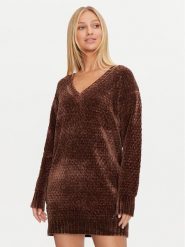 Guess Sukienka dzianinowa Talia W4BR72 Z3HH2 Brązowy Regular Fit. Brązowe sukienki damskie Guess, z aplikacjami, z dzianiny, bez ramiączek. Za 279.99 zł.