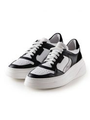 Anna Morellini Skórzane sneakersy "Linamela" w kolorze biało-czarnym rozmiar: 40. Białe obuwie sportowe damskie Anna Morellini, bez zapięcia. Za 277.36 zł.