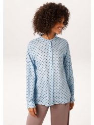 Aniston Bluzka w kolorze błękitno-brązowym rozmiar: 42. Niebieskie bluzki damskie Aniston, bez wzorów, z bawełny, bez kołnierzyka, bez ramiączek. Za 130.99 zł.