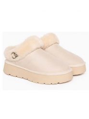 ISLAND BOOT Botki "Insha" w kolorze kremowym rozmiar: 38. Brązowe botki damskie Island Boot, z materiału, bez obcasa, na platformie, bez zapięcia. Za 165.99 zł.