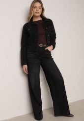 Czarne Jeansy o Szerokim Kroju Palazzo z Bawełną i Wysokim Stanem Zinnalitte. Czarne jeansy damskie Born2be, z podwyższonym stanem. Za 129.99 zł.