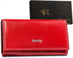 Portfel skórzany Rovicky R-RD-07-GCL Red- czerwony. Czerwone portfele damskie ROVICKY, bez wzorów, ze skóry. Za 80.00 zł.