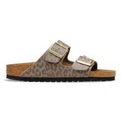 BIRKENSTOCK Arizona SYN Leo Gray Taupe Klapki damskie. Szare klapki damskie Birkenstock, bez wzorów, bez obcasa, bez zapięcia. Za 399.99 zł.