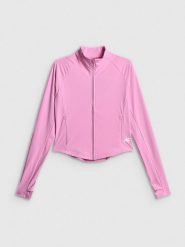 4F Bluza treningowa slim szybkoschnąca damska - różowa M. Czerwone kardigany damskie 4F, m, bez wzorów, ze skóry. Za 199.99 zł.