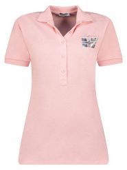 Geographical Norway Koszulka polo w kolorze jasnoróżowym rozmiar: S. Różowe bluzki damskie Geographical Norway, s, bez wzorów, bez kołnierzyka, bez ramiączek. Za 61.46 zł.