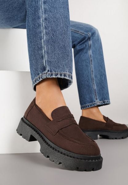 Brązowe Casualowe Mokasyny Vices na Grubej Podeszwie Viara. Brązowe mokasyny damskie Born2be, z jeansu, bez obcasa. Za 79.99 zł.
