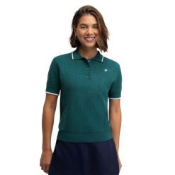 Damska golfowa koszulka polo z dzianiny Siroko Hazard Teal. Zielone koszulki damskie SIROKO, bez wzorów, z dzianiny, bez kołnierzyka, bez ramiączek. Za 211.00 zł.