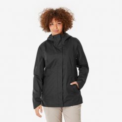 Kurtka turystyczna damska Quechua NH500 wodoodporna. Zielone kurtki damskie QUECHUA, xl, bez wzorów, z materiału, bez kaptura. Za 179.99 zł.