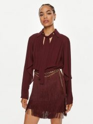 Elisabetta Franchi Sukienka koktajlowa AB-654-46E2 Bordowy Regular Fit. Czerwone sukienki damskie Elisabetta Franchi, bez wzorów, z syntetyku, wizytowe, bez ramiączek. Za 1,849.00 zł.