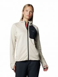 Columbia Kurtka polarowa "Canyon Grid" w kolorze beżowym rozmiar: L. Brązowe kurtki damskie Columbia, l, bez wzorów, z polaru, bez kaptura. Za 209.95 zł.