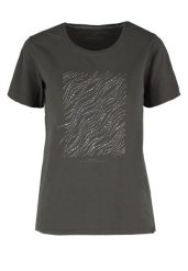 Koszulka z dżetami T-PRESTO. Brązowe koszulki damskie Volcano, l, bez wzorów, z bawełny, bez kołnierzyka, bez ramiączek. Za 59.99 zł.