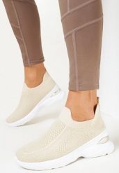 Beżowe Buty Sportowe na Grubej Podeszwie z Elastyczną Cholewką Jordanne. Brązowe obuwie sportowe casual damskie Born2be. Za 29.99 zł.