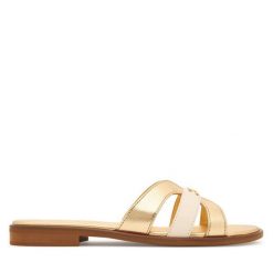 Klapki Elisabetta Franchi. Żółte klapki damskie Elisabetta Franchi, bez wzorów, bez obcasa, bez zapięcia. Za 749.99 zł.