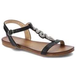 Czarne Sandały S.Barski Eleganckie Płaskie Buty. Czarne sandały damskie S.BARSKI, z aplikacjami, ze skóry ekologicznej, bez obcasa, na płaskiej podeszwie, bez zapięcia. Za 105.00 zł.