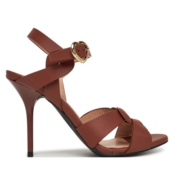 Sandały LOVE MOSCHINO. Brązowe sandały damskie Love Moschino, bez wzorów, bez obcasa, na szpilce, bez zapięcia. Za 1,209.00 zł.