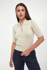 Sweter polo damski z lureksu LIU JO. Swetry klasyczne damskie Liu Jo, m, bez kołnierzyka. Za 679.00 zł.