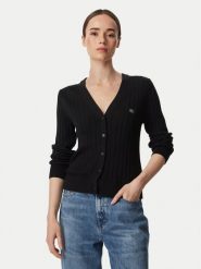 Calvin Klein Jeans Kardigan LV047H305G Czarny Regular Fit. Czarne kardigany damskie Calvin Klein Jeans, xl, bez wzorów, z bawełny. Za 449.99 zł.