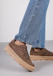 Brązowe Sneakersy Vices na Grubej Tłoczonej Podeszwie Alerrive. Brązowe obuwie sportowe damskie Born2be, z dzianiny, bez zapięcia, trekkingowe. Za 79.99 zł.