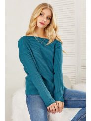 Milan Kiss Sweter w kolorze morskim rozmiar: S. Niebieskie swetry klasyczne damskie Milan Kiss, s, z bawełny, bez kołnierzyka. Za 152.45 zł.