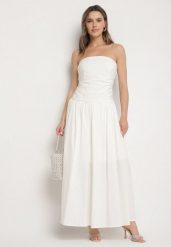 Biała Sukienka z Bawełny Typu Bodycon Filarose. Białe sukienki damskie Born2be, bez wzorów, z bawełny, eleganckie, bez ramiączek. W wyprzedaży za 152.99 zł.