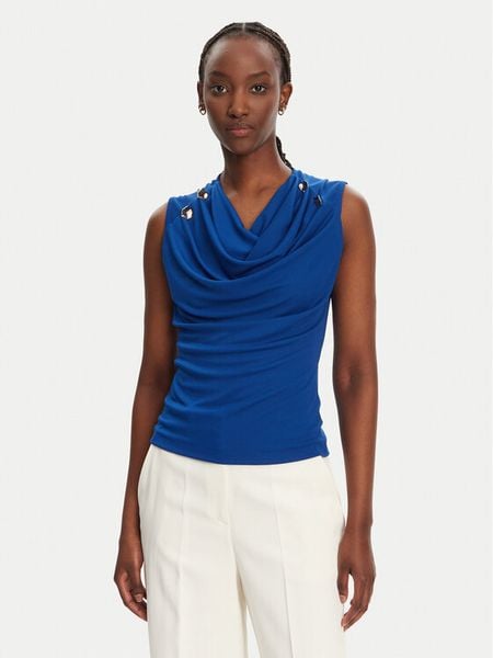 Rinascimento Bluzka CFC0123497003 B055 Niebieski Regular Fit. Niebieskie bluzki damskie Rinascimento, xs, bez wzorów, z syntetyku, bez kołnierzyka, bez ramiączek. Za 269.99 zł.