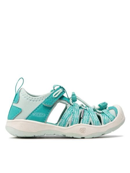 Keen Sandały Moxie Sandal 1026285 Turkusowy. Niebieskie sandały dziewczęce Keen, z materiału, bez obcasa, bez zapięcia. Za 299.99 zł.